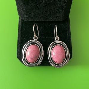 [Vintage] Sterling Silver and Pink Rhodonite Earrings